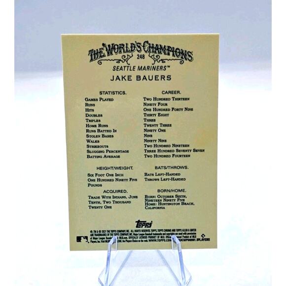 2021 Topps Allen & Ginter Chrome - Jake Bauers #248 - Picture 6 of 6